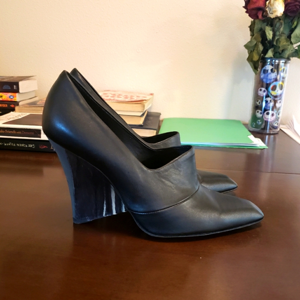 SOLDStella McCartney Heels Wooden Wedge Booties Leather Pumps